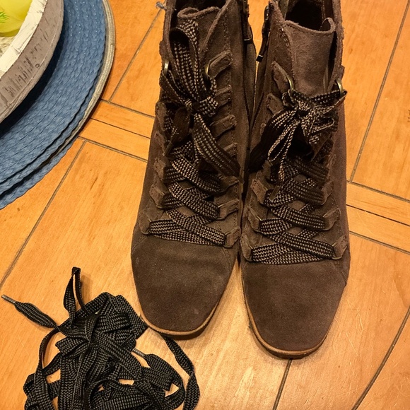 Women’s brown suede wedge booties - Picture 2 of 6